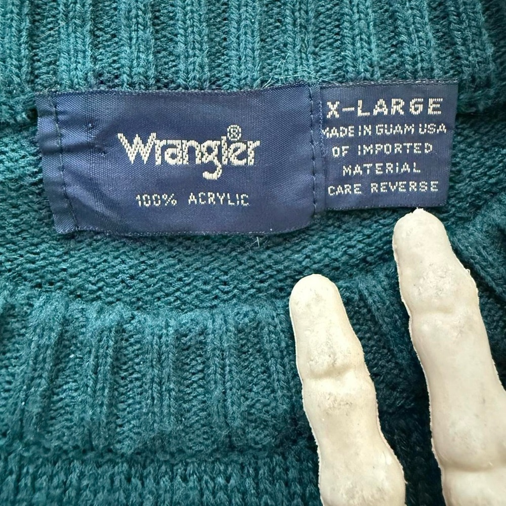 Vintage 90s Wrangler Earthy Striped Crewneck Knit Sweater ~ Size Large - Picture 6 of 7